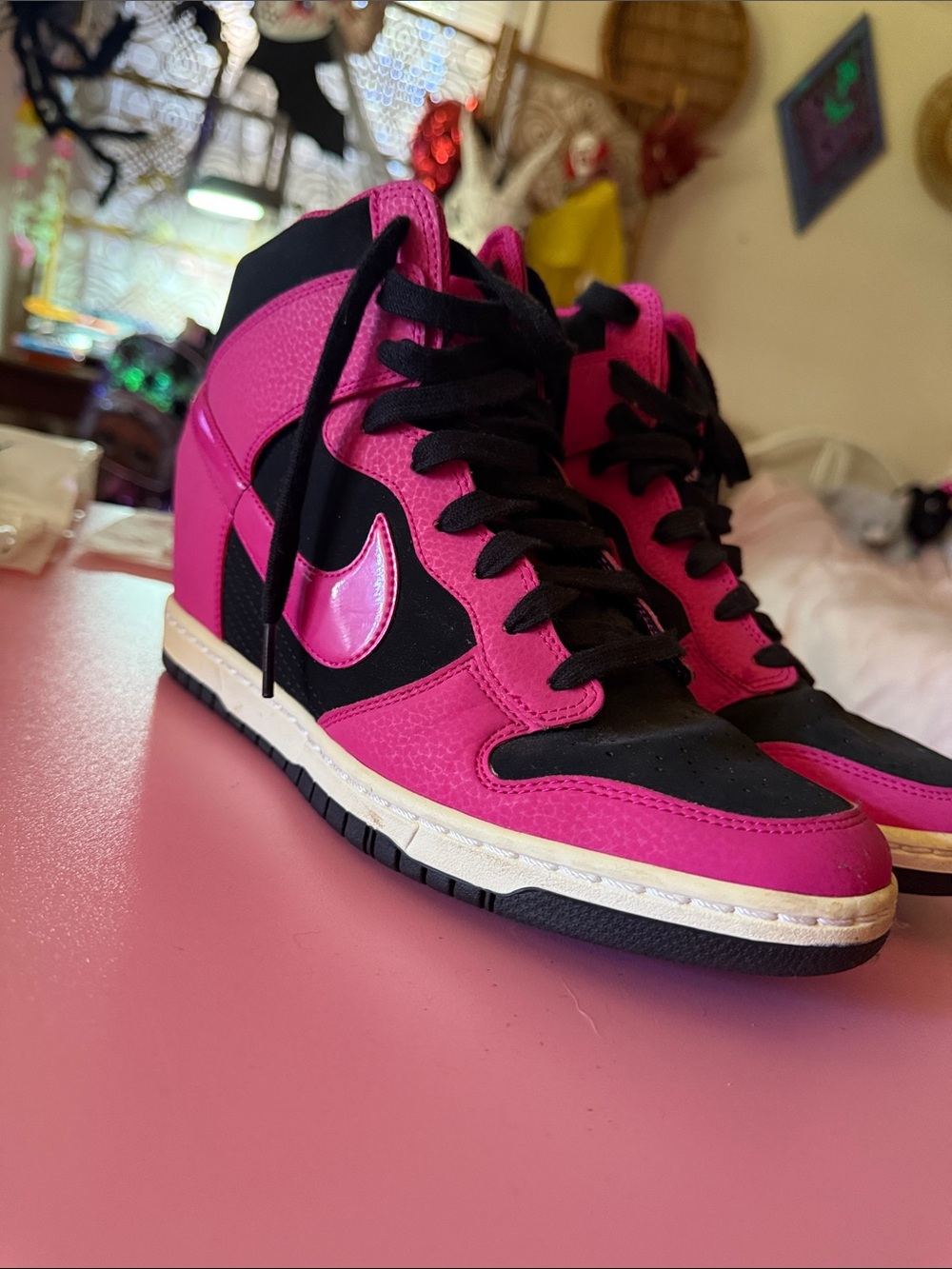 Nike Women’s Hot Pink and Black High-Top Sneakers